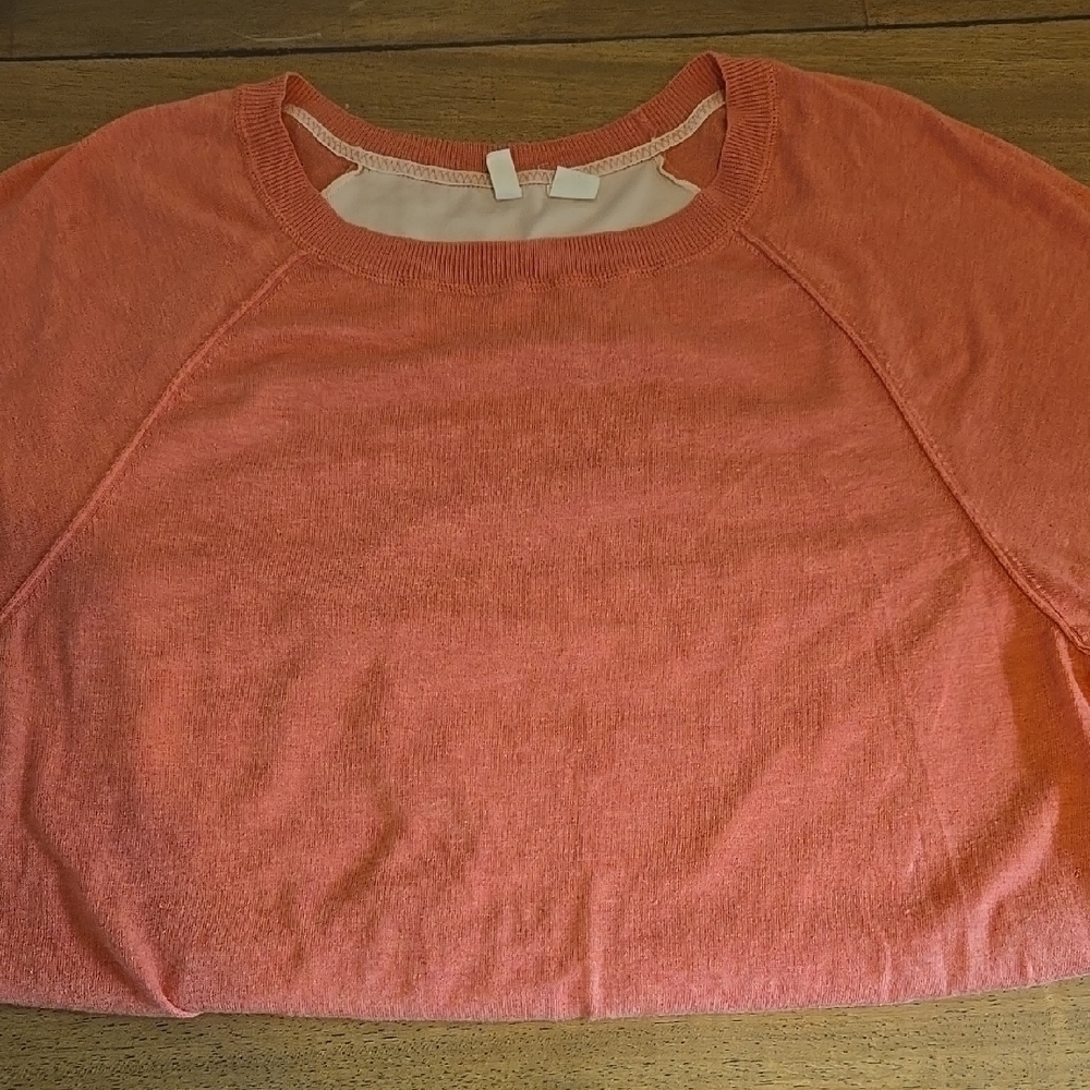 Moth by Anthropologie Orange & White‎ Colorblock Knit Top Raglan Sleeves Medium